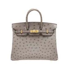 bolso hermes gris piel de avestruz